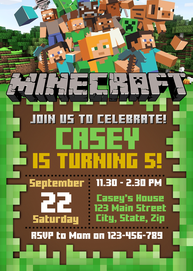 editable minecraft invitation online invitation maker indigo invites
