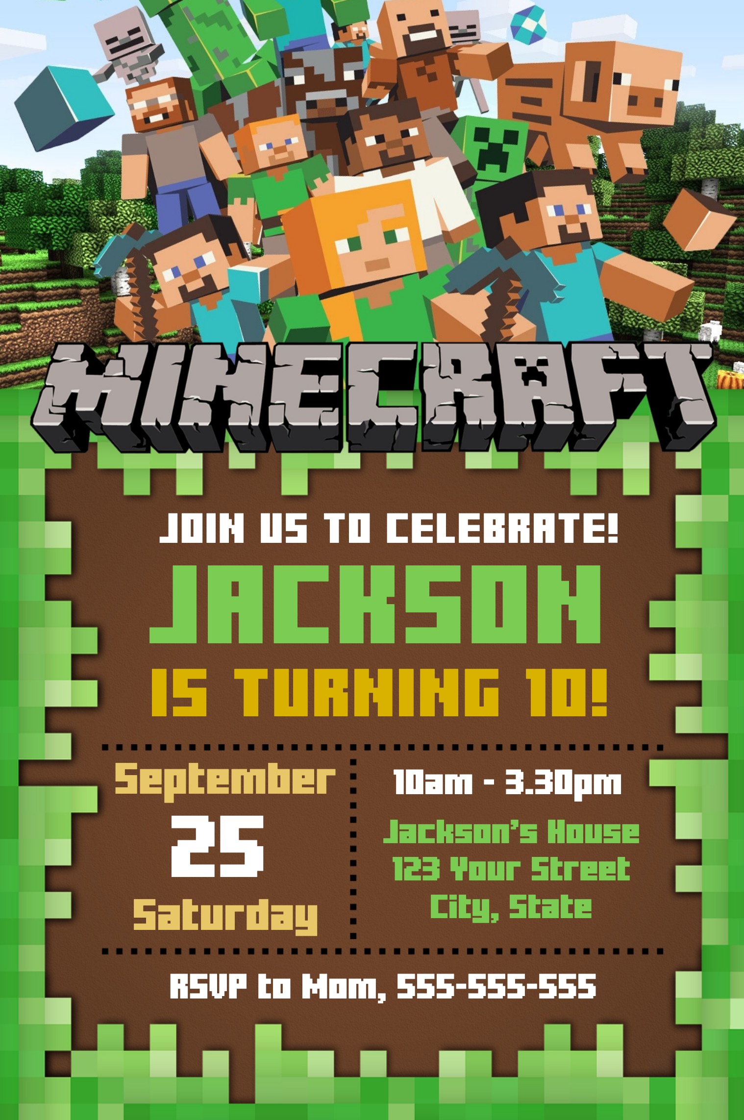 Editable Minecraft Invitation Online Invitation Maker Indigo Invites