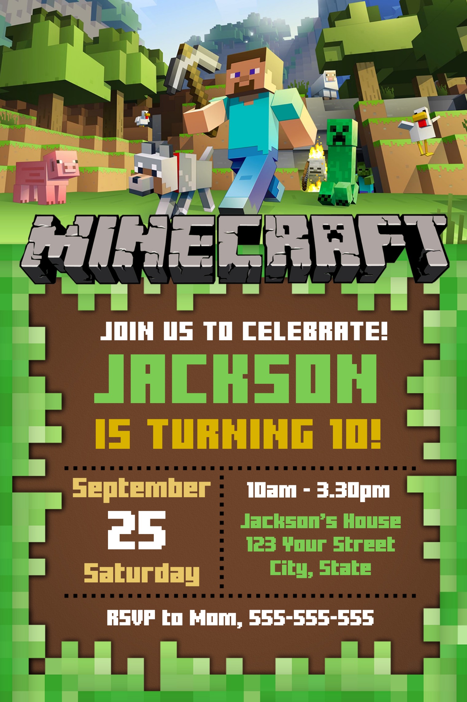 Editable Minecraft Invitation Online Invitation Maker Indigo Invites